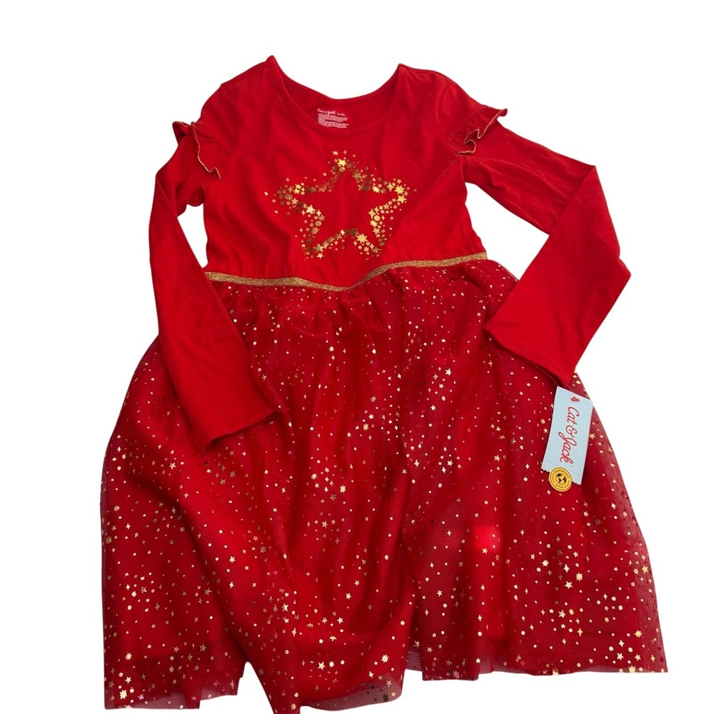 Girls' dress size XL (14) red gold color star Cat and Jack New with tags